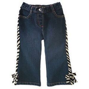 Gymboree girl dark stretch denim jeans zebra print black white stripe pants 2t 2